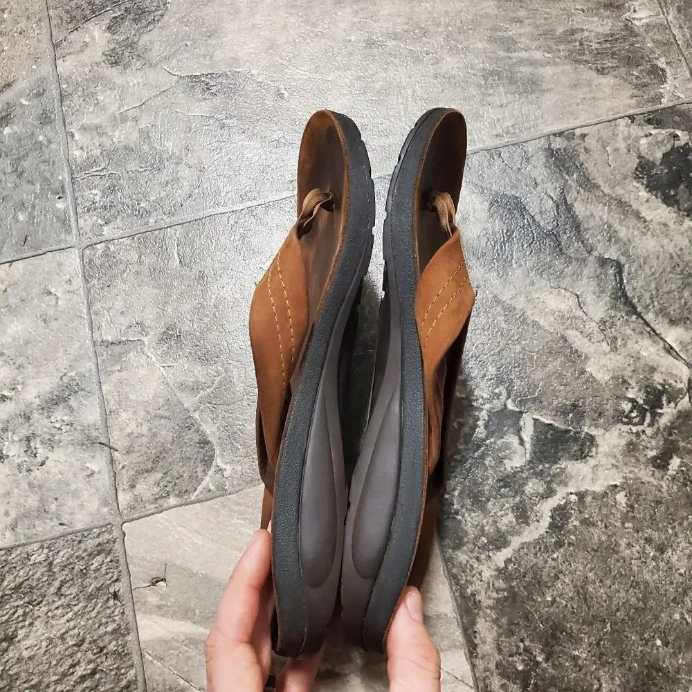 Chaco Classic Brown Leather Flip Flop‎ Thong Sandals Men's 8